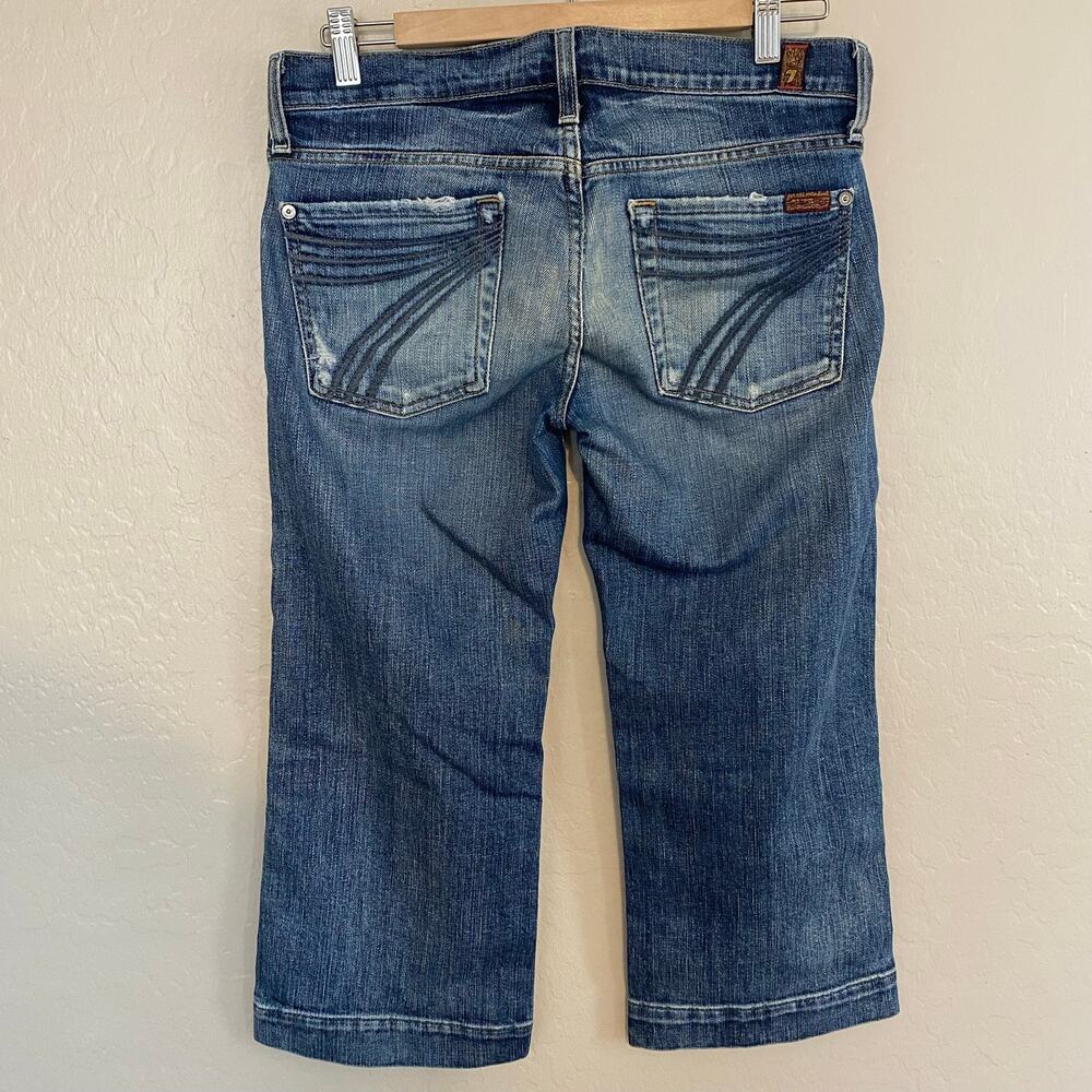 7FAM 7 For All Mankind Dojo Crop Capri Jeans Size 28 Low Rise Medium Wash